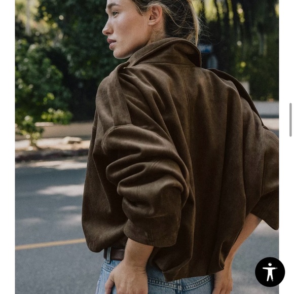 Zara Women's Suede Effect Bomber Jacket VIRAL - Picture 4 of 6